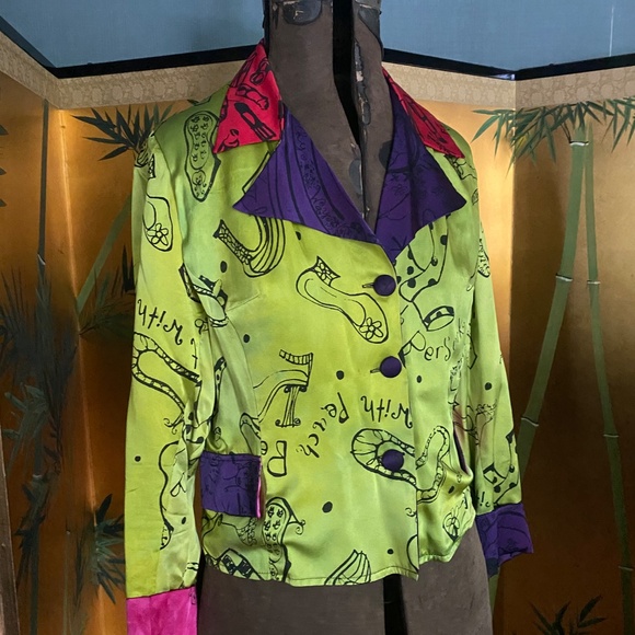 Vintage Peach Berserk Silk Jacket / Skirt Set M - Picture 4 of 10